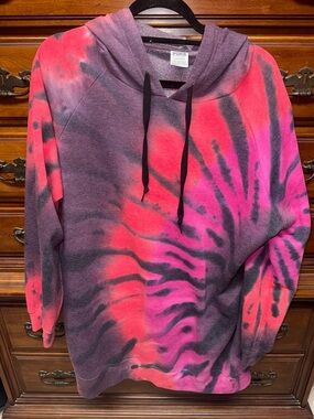 PINK Victoria's Secret Tie-Dye Oversized Crewneck Hoodie — Pink & Purple